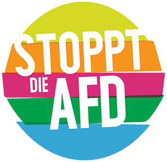 Logo "Aufstehen gegen Rassismus"
Spruch im Logo: Stoppt die AFD
