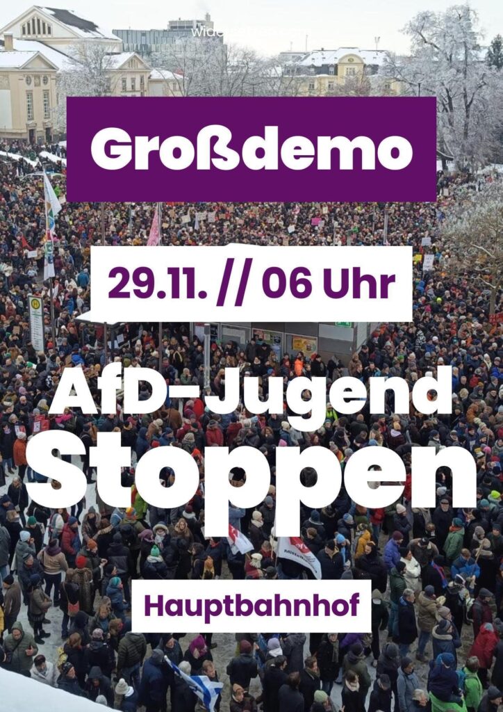Großdemo 29.11. 6 Uhr
AfD-Jugend stoppen
Hauptbahnhof